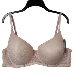 NWT 42C Women's Fashion Bra Underwire Lined Molded Removable Straps - Nude